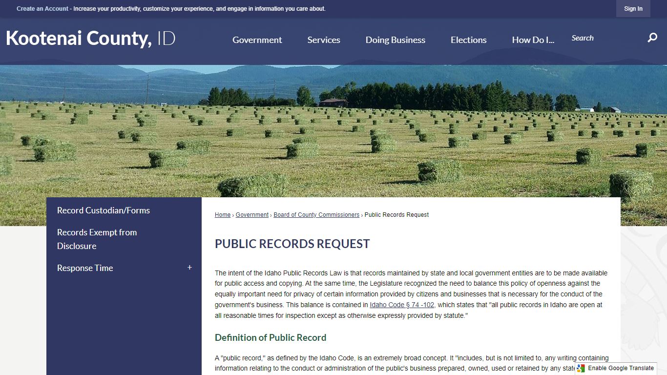Public Records Request | Kootenai County, ID